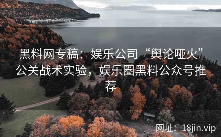 黑料网专稿：娱乐公司“舆论哑火”公关战术实验，娱乐圈黑料公众号推荐