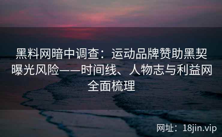 黑料网暗中调查：运动品牌赞助黑契曝光风险——时间线、人物志与利益网全面梳理
