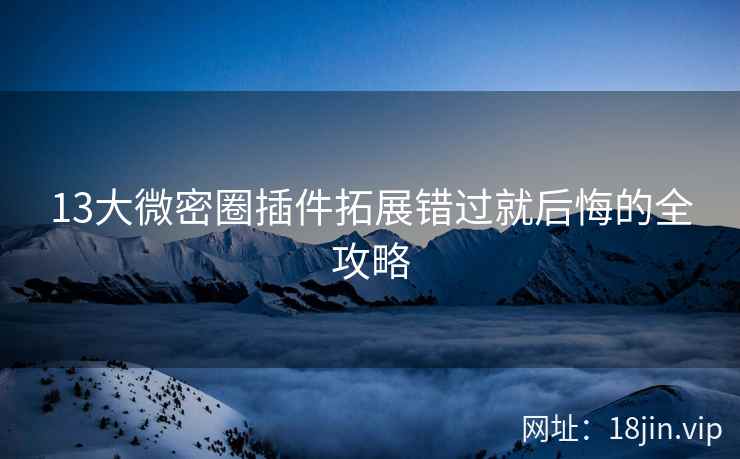 13大微密圈插件拓展错过就后悔的全攻略