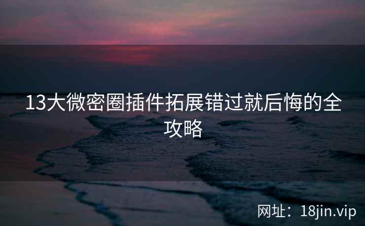 13大微密圈插件拓展错过就后悔的全攻略